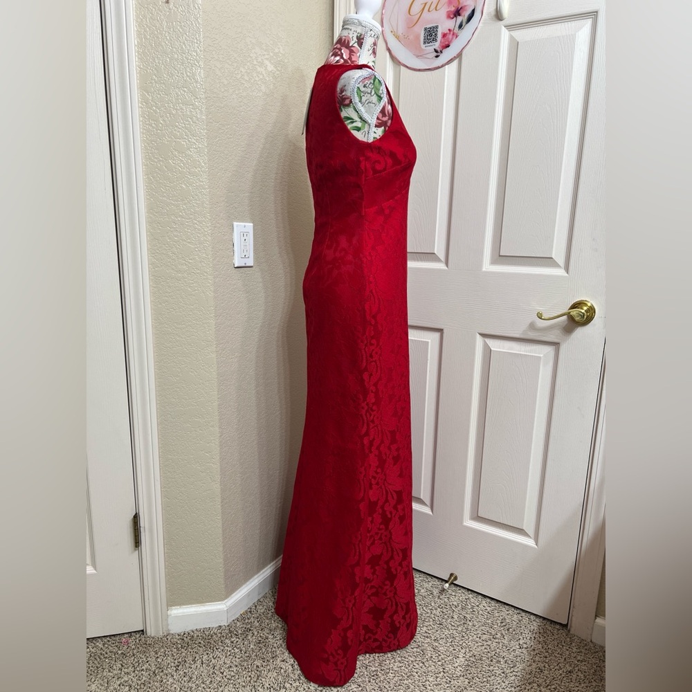 Lauren Ralph Lauren Red Lace Maxi Dress - Picture 3 of 11